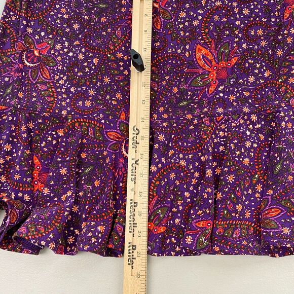 Vintage Y2K Chaps Skirt Womens Extra Small Floral Ruffle Slinky Knit 90s Purple - Picture 6 of 10